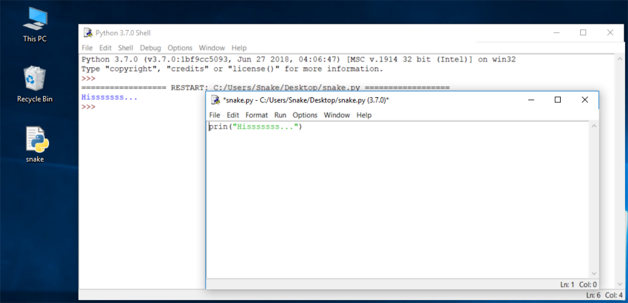 Python 3.8.5 IDLE - Removing the letter t from the print() function