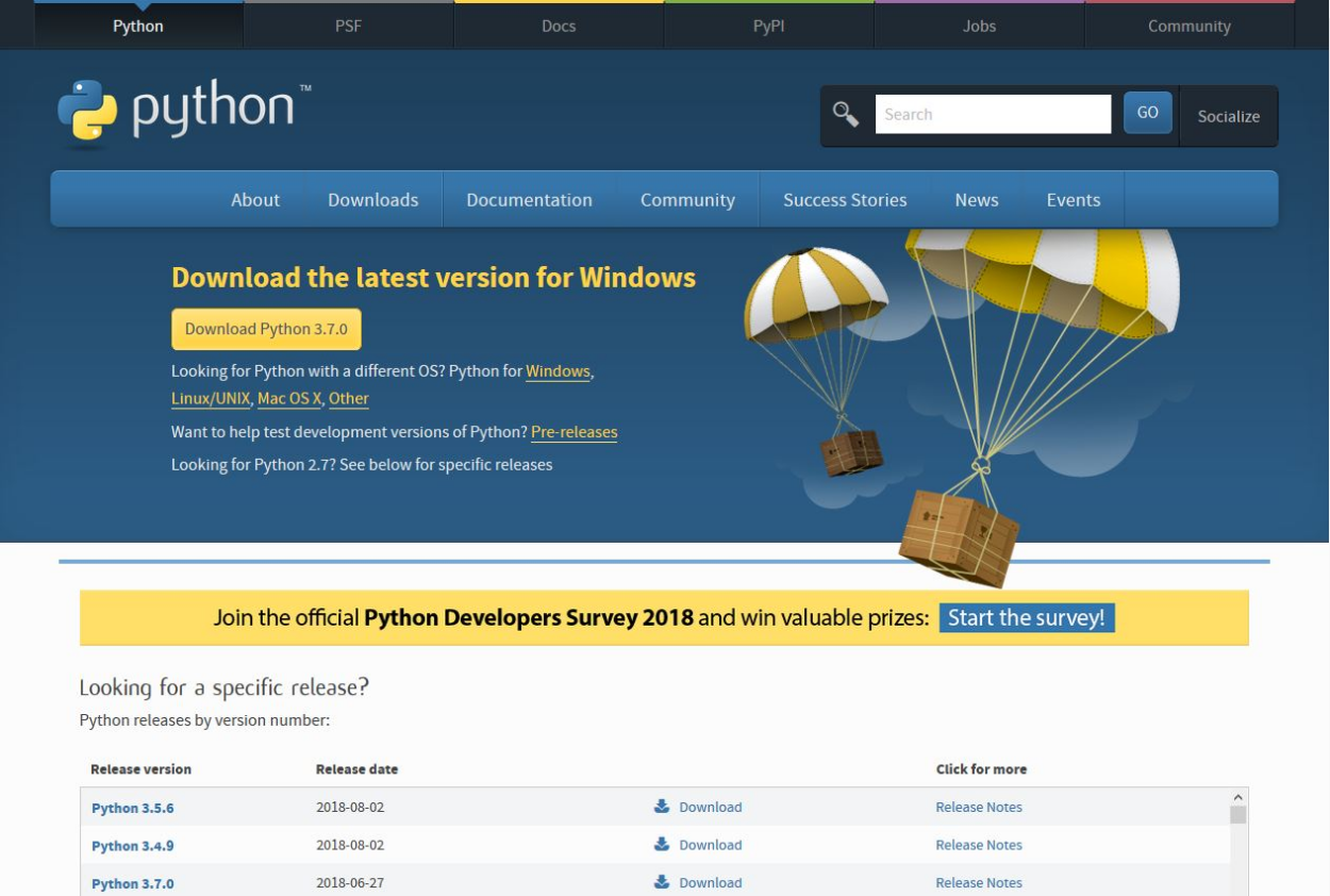 www.python.org/downloads web sitesi