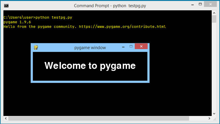 Command prompt - python testpg.py