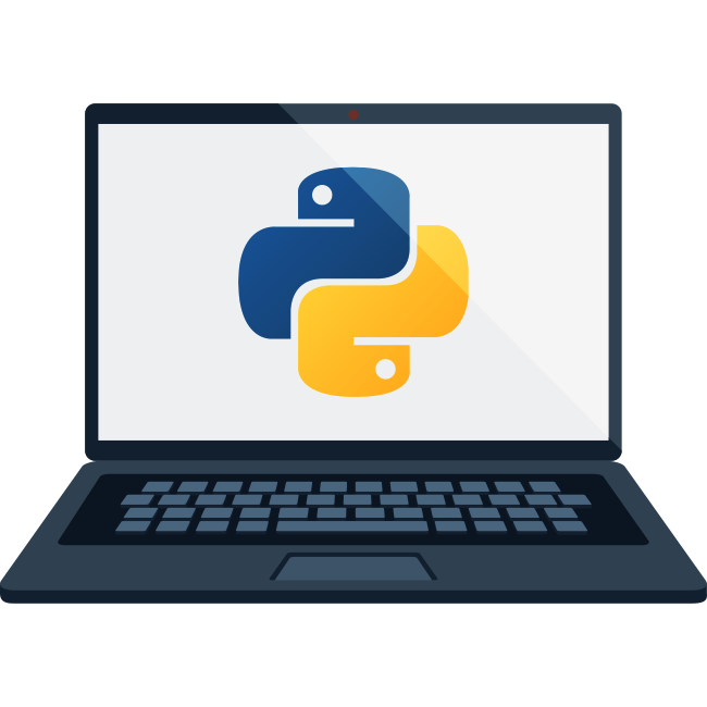 A computer screen with Python logo