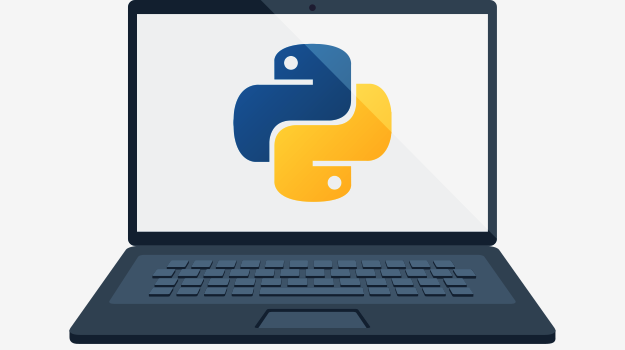 A computer screen with Python logo