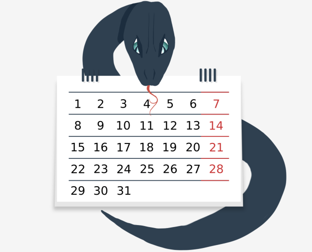 A snake and a calendar